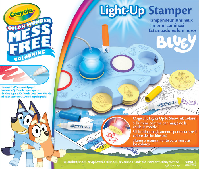 Crayola Magic Light Up Bluey Stamper front view.