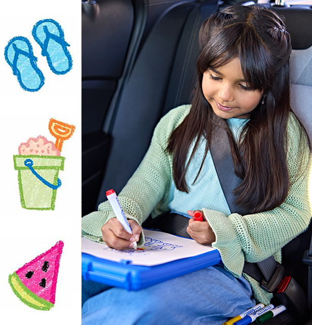 Color Wonder Activity Set being used by a child in a car