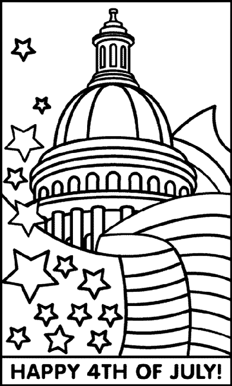 Download July 4th Capitol and Flag Coloring Page | crayola.com
