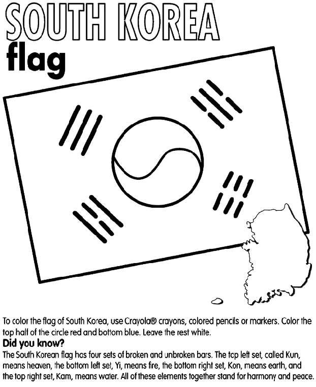 South Korea Flag Coloring Page South Korea Coloring Page crayolacom