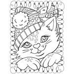  Free Coloring Page Christmas Cat