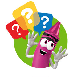 Crayola crayon character asking questions