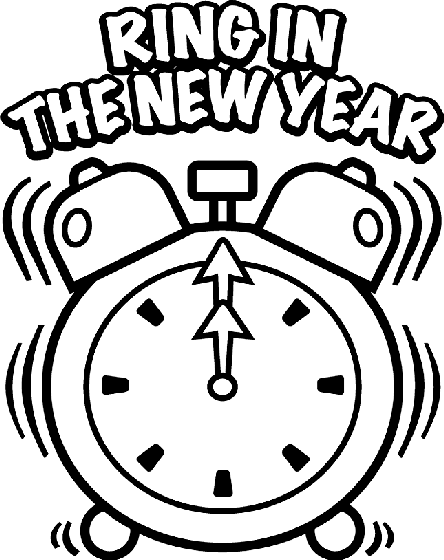 New Year's Clock coloring page
