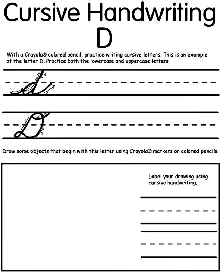 Writing Cursive D coloring page
