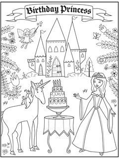Castle and Princess Free Coloring Page